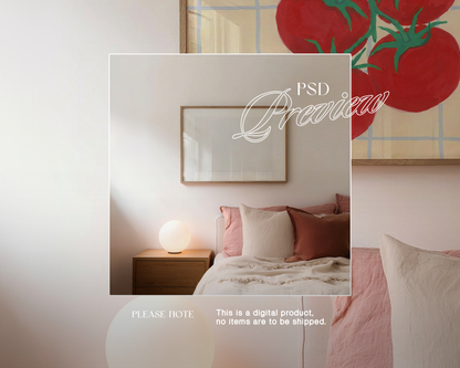 DIN A Landscape Frame Sweet Bedroom Mockup