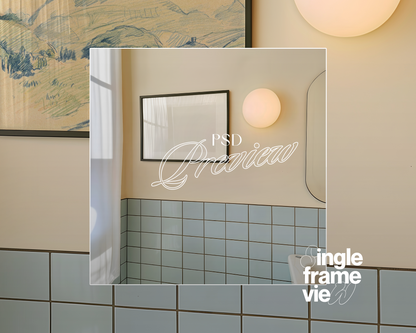 DIN A Landscape Frame in Retro Bathroom Mockup