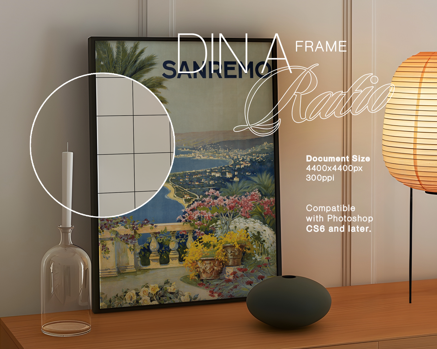 DIN A Black Frame Japandi Mockup