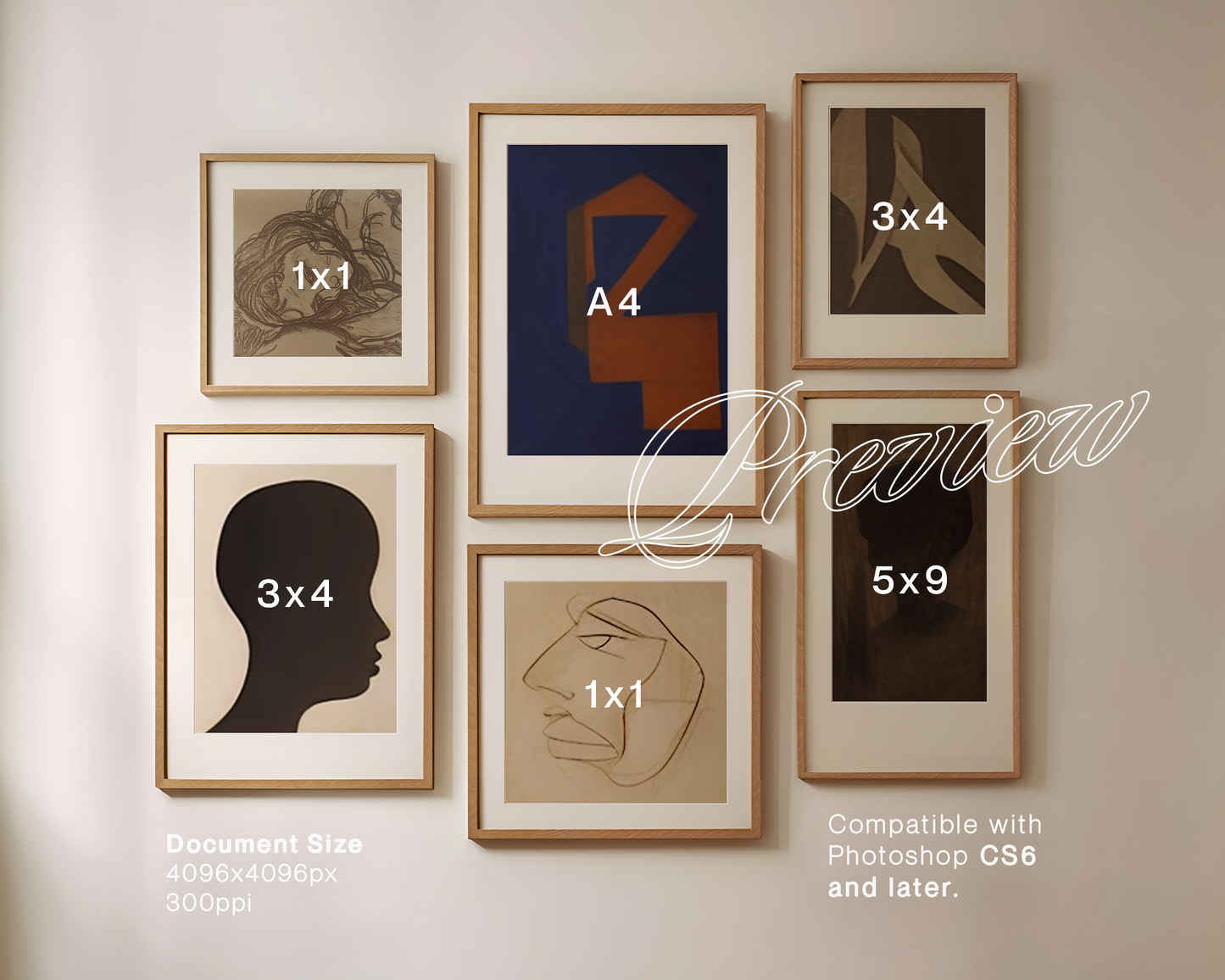 Gallery Wall in Minimalist Scene Mockup