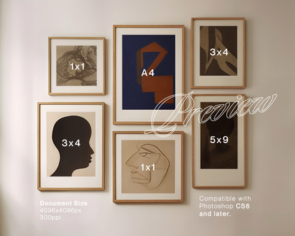 Gallery Wall in Minimalist Scene Mockup