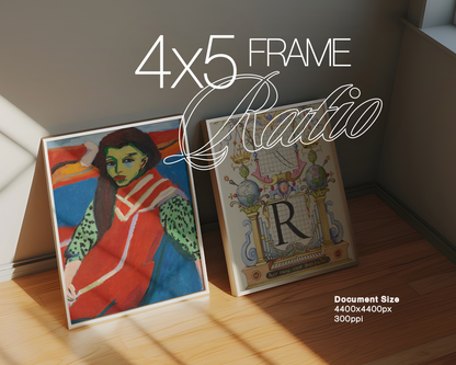 4x5 White Frames Sunlight Bathed Mockup