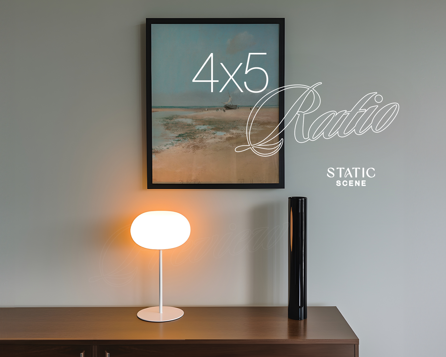 4x5 Black Frame with Warm Moody Lighting Mockup