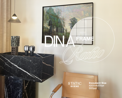 DIN A Black Landscape Frame Lux Decor Interior Mockup