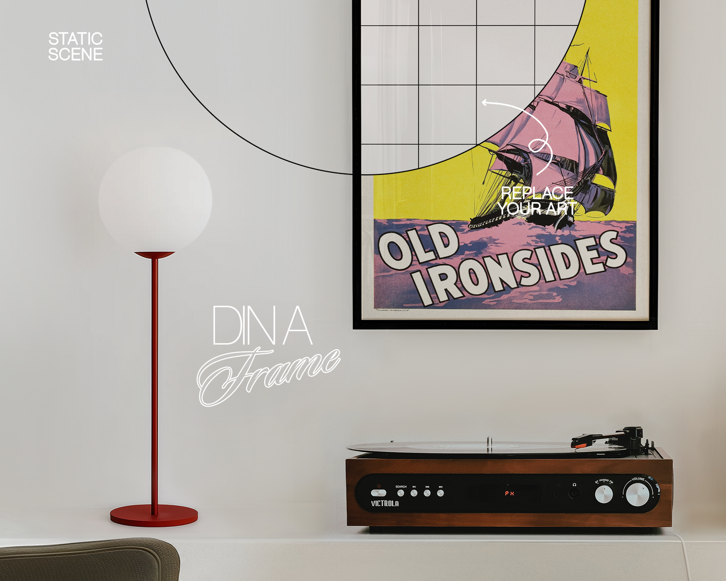 A3 Black Frame in Retro Minimalist Interior