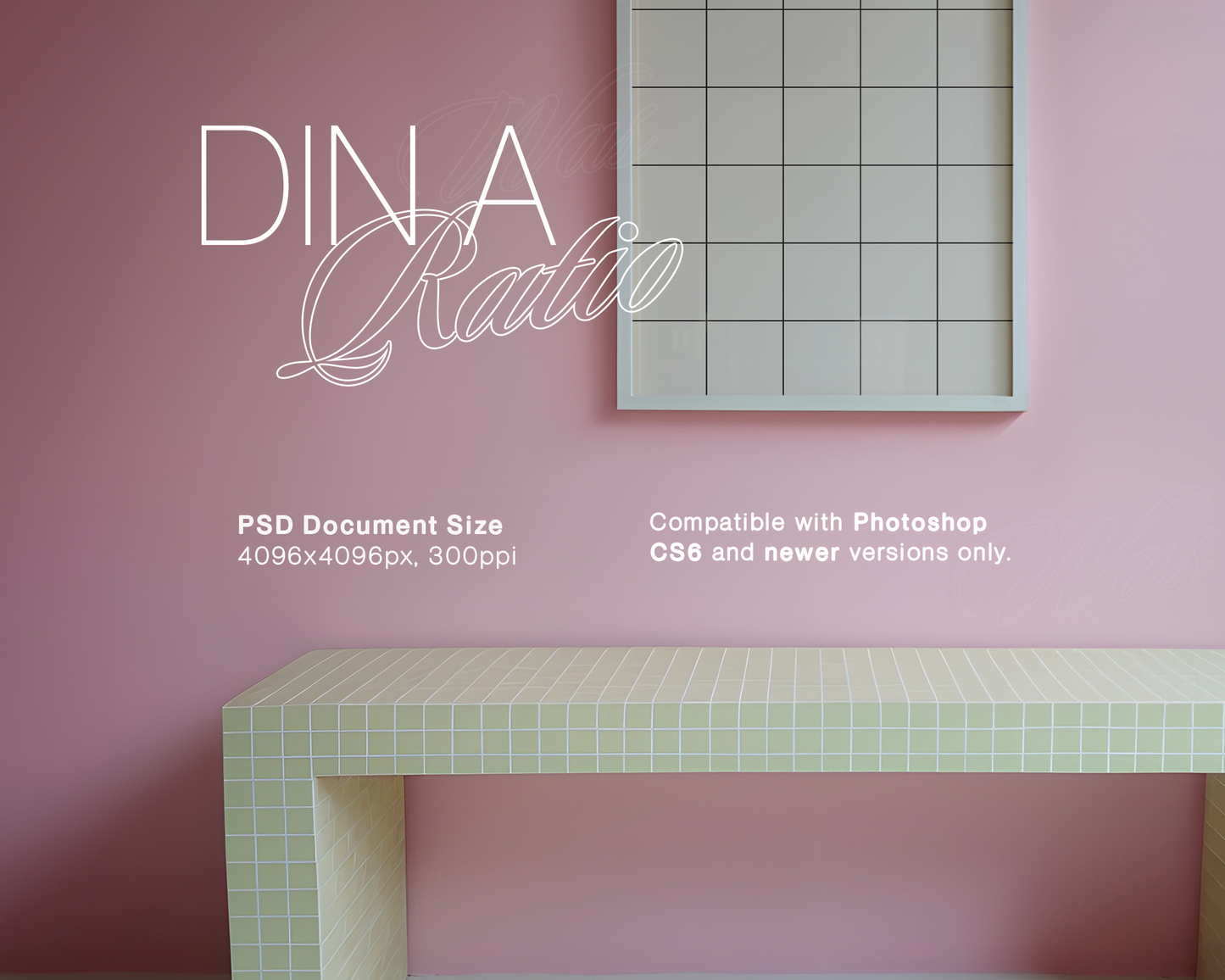 DIN A White Frame Pastel Bench Mockup