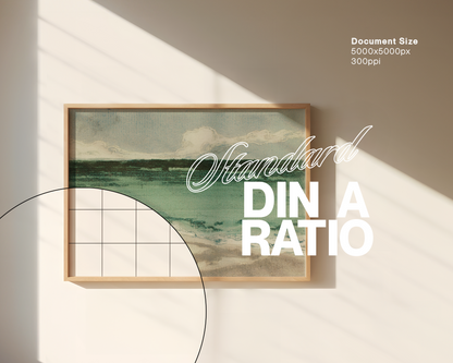 DIN A Horizontal Wood Frame in Minimalist Scene Mockup