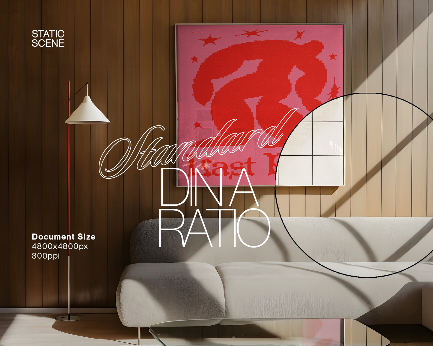 1x1 Large Frame in Minimalist Interior Mockup