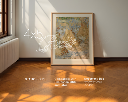 4x5 Leaning Frame Minimalist Honey Tones Mockup