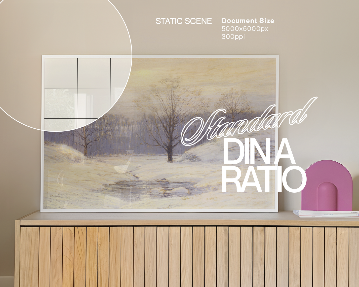 DIN A Landscape Frame Pastel Interior Mockup