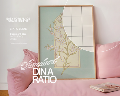 DIN A Frame on Pink Couch Mockup