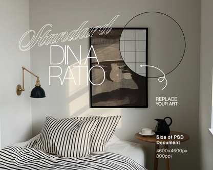 DIN A Black Frame Trendy Boho Bed Mockup