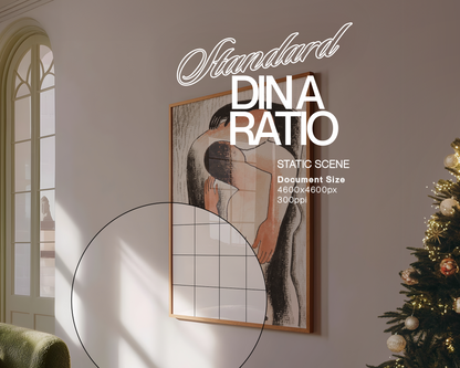 DIN A Wood Frame in Christmas Retro Scene Mockup