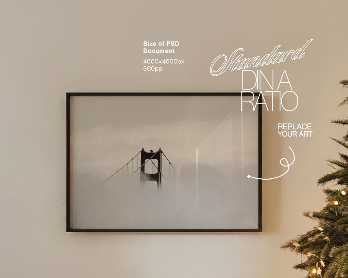 DIN A Landscape Frame on Christmas Mockup