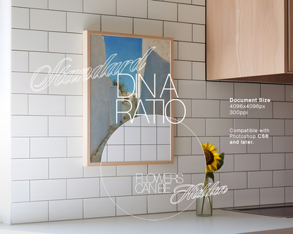 DIN A Frame Kitchen Scene with Subway Tiles Mockup