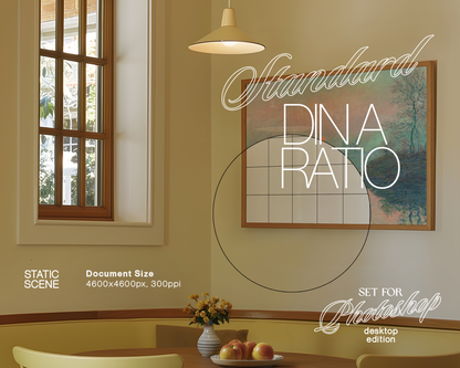 DIN A Landscape Frame Retro Dining Mockup