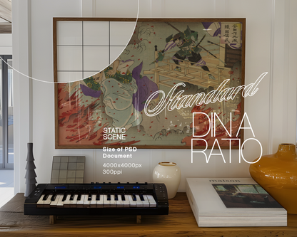DIN A Landscape Frame Retro Boho Interior Mockup