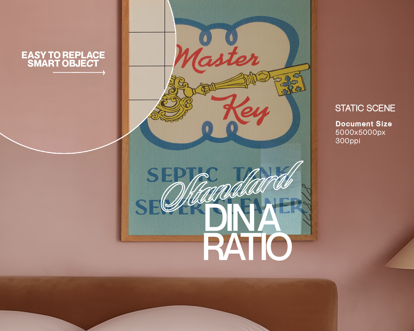 DIN A Vertical Frame in Pastel Pink Bedroom Mockup