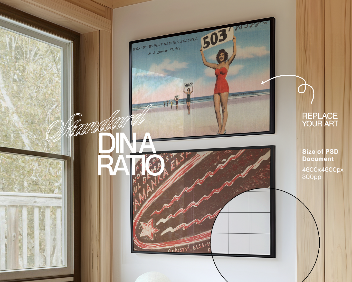DIN A Landscape Frame Duo in Minimalist Study Mockup