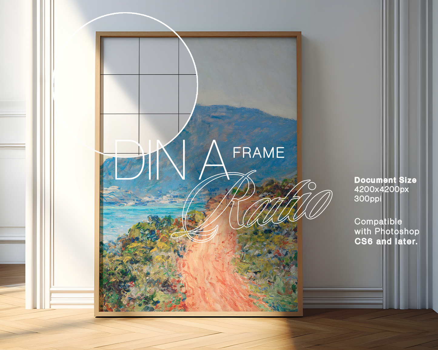 DIN A Leaning Frame Classic Scene Mockup