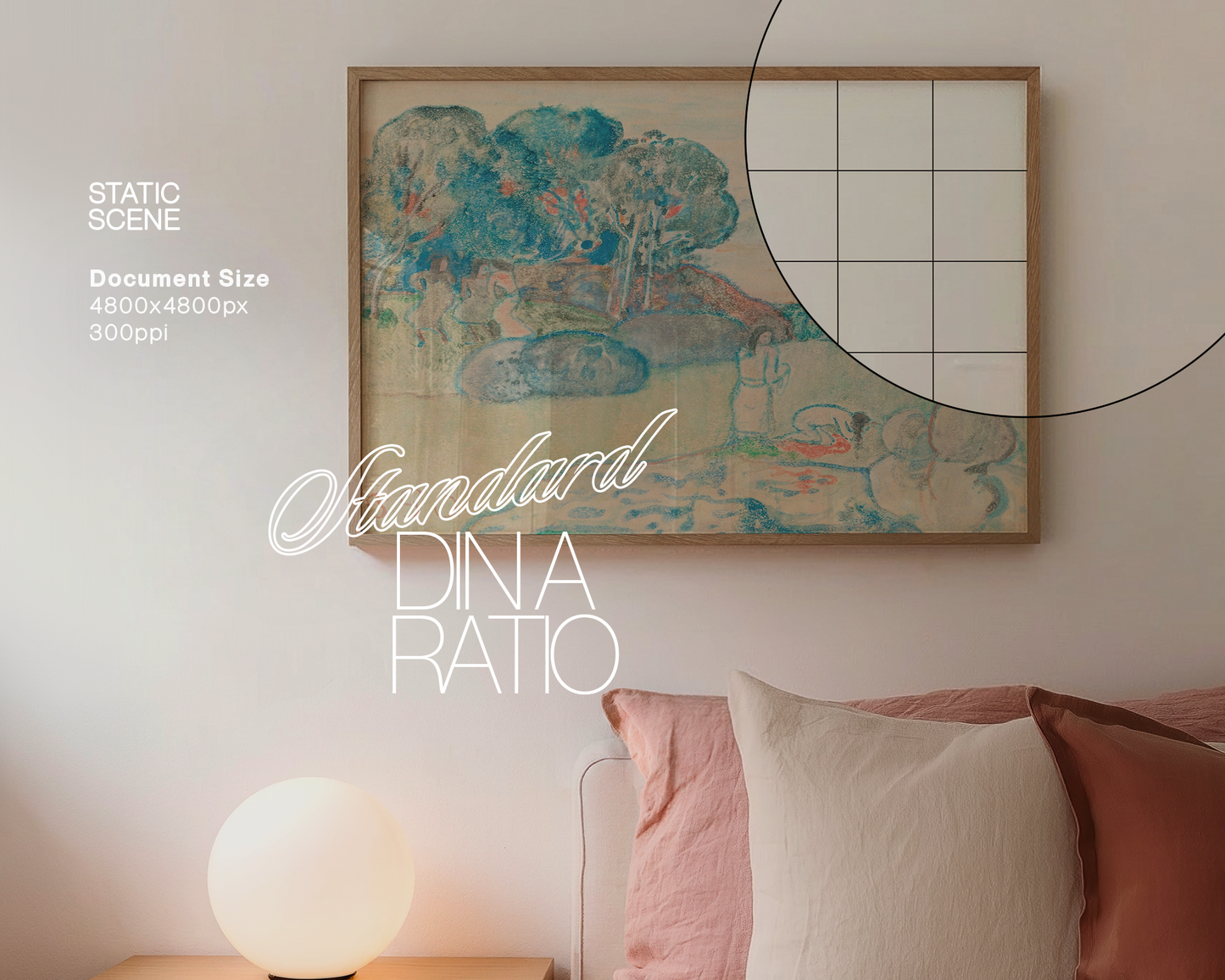 DIN A Landscape Frame Sweet Bedroom Mockup