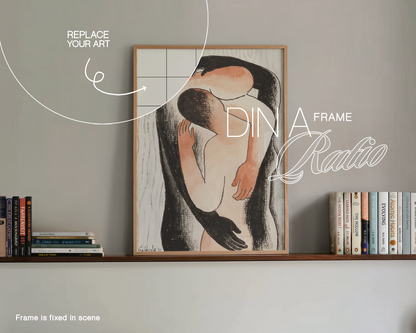 DIN A Vertical Frame Bohemian Bedroom Mockup