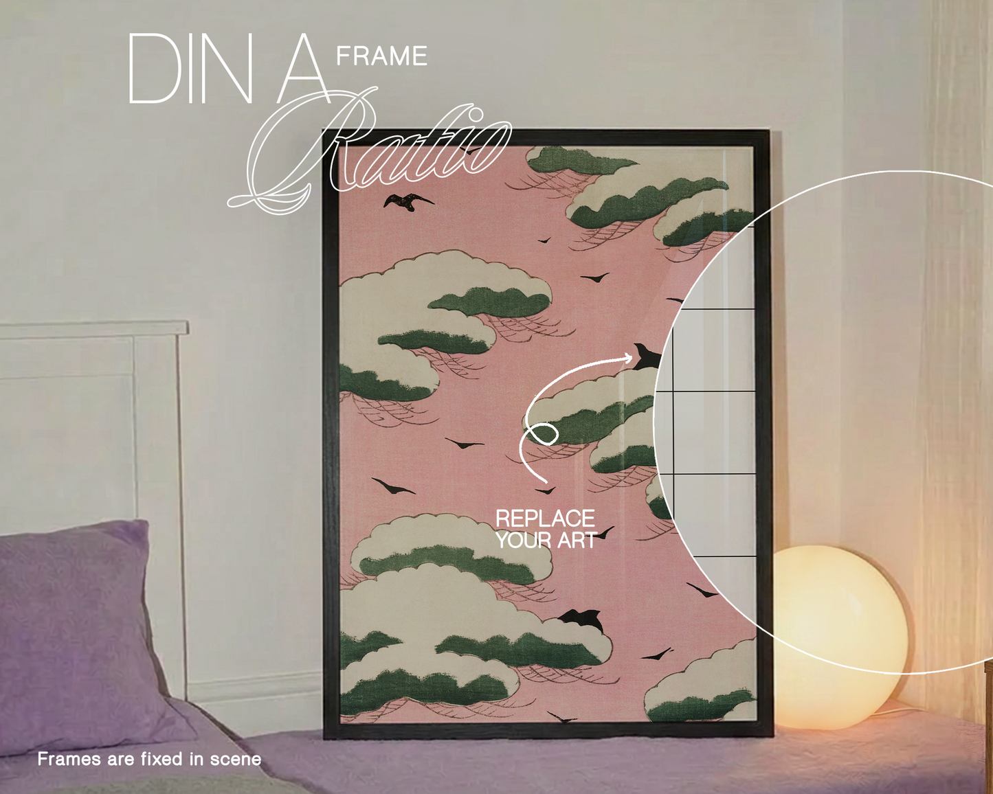 Black Frame in Aesthetic Retro Scene Mockup