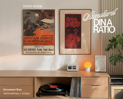 Two DIN A Editable Frames in Retro Scene Mockup
