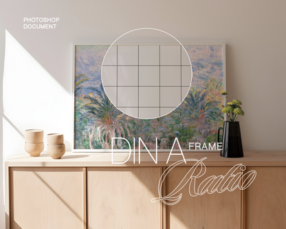 DIN A Landscape Frame Mockup with Optional Decor