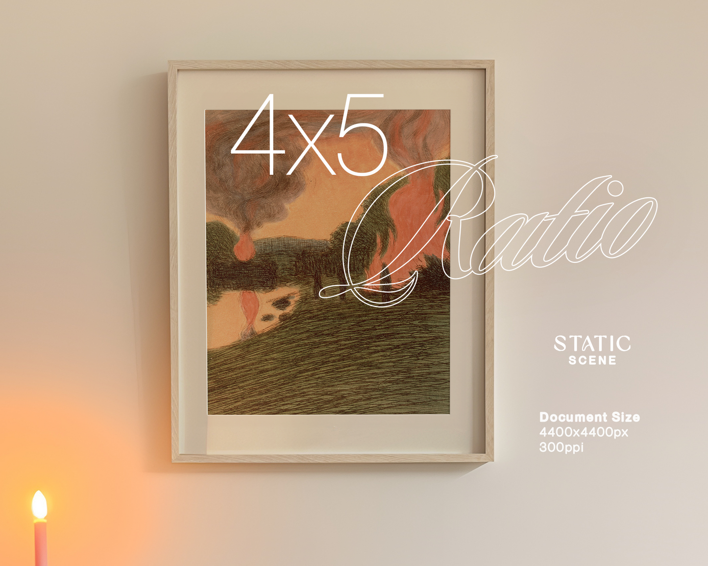 4x5 Frame Pastel Interior Mockup