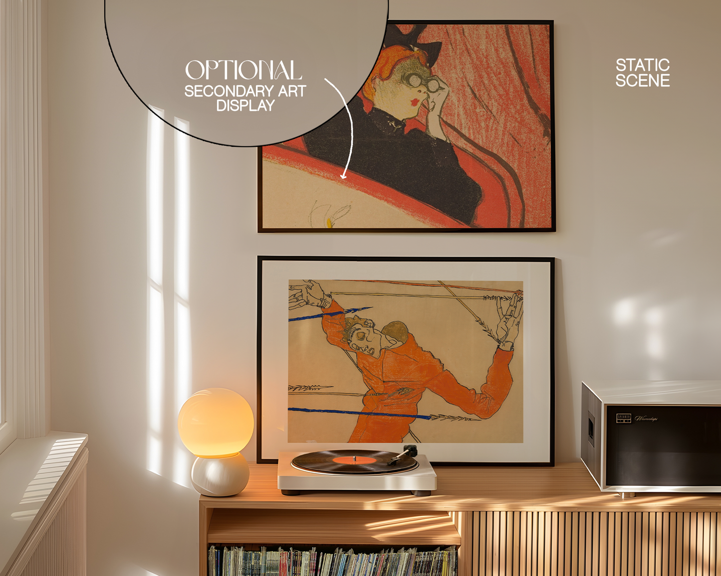 DIN A Landscape Frames Retro Scene Vinyl Player Mockup