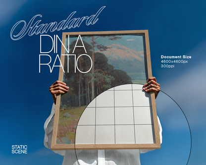 DIN A Wood Frame Blue Sky Mockup