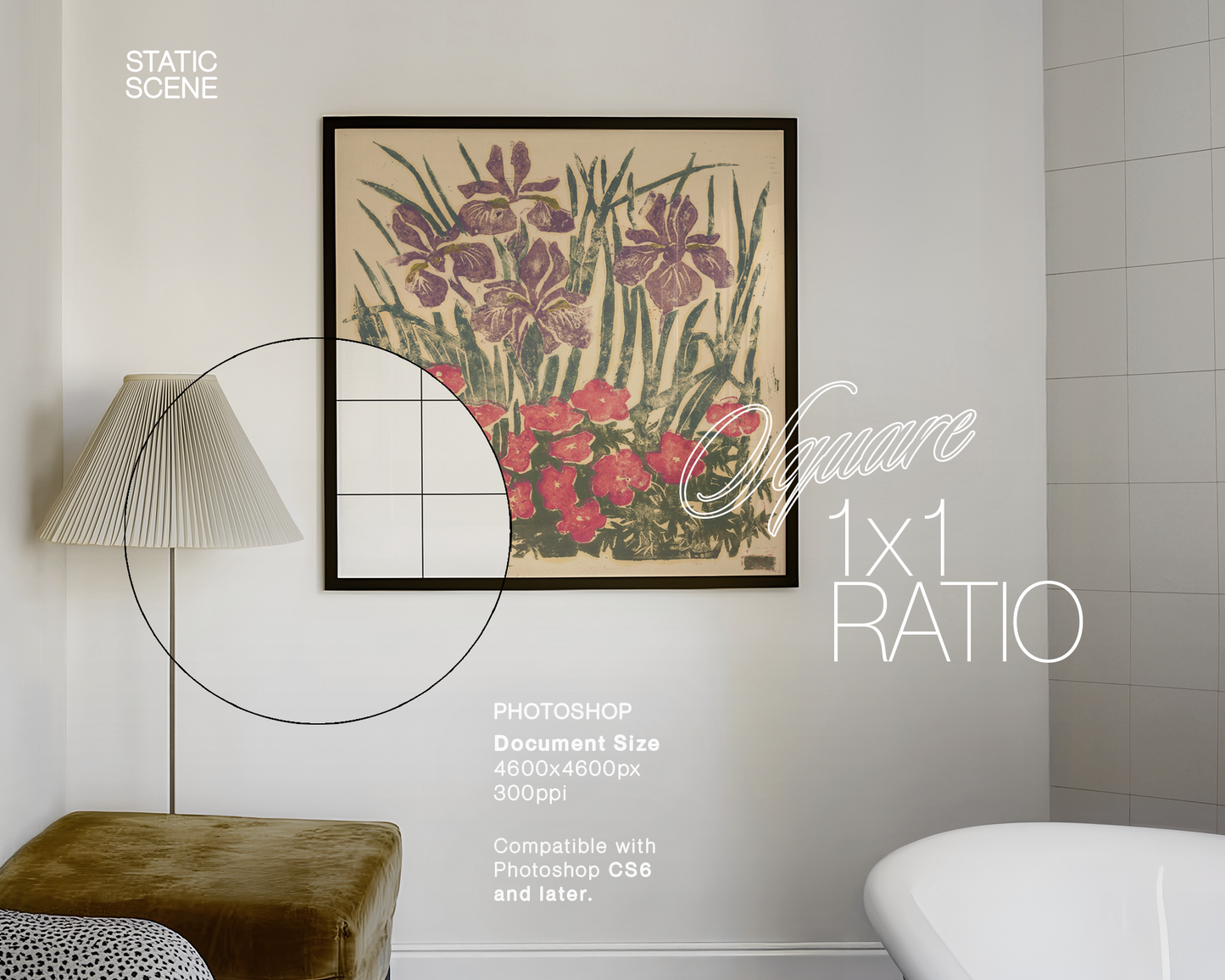 1x1 Frame in Retro Bathroom Mockup