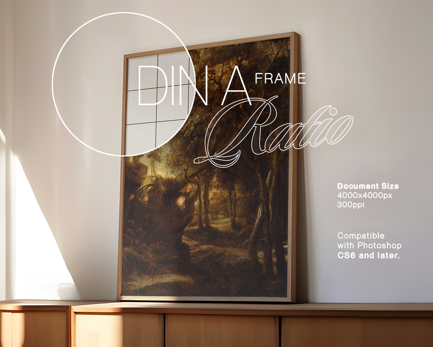 DIN A Vertical Frame Interior Scene Mockup