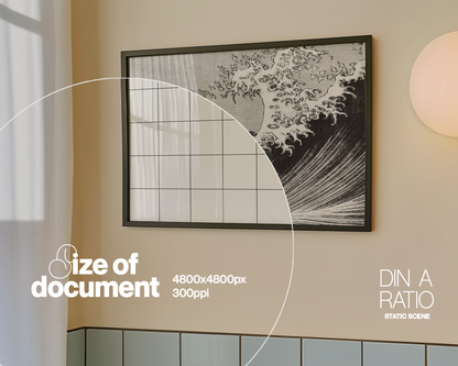 DIN A Landscape Frame in Retro Bathroom Mockup
