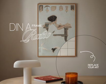 DIN A Wood Frame in Simple Retro Scene