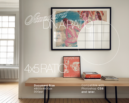 DIN A Landscape Frame and 4x5 Vertical Frame Loft Mockup