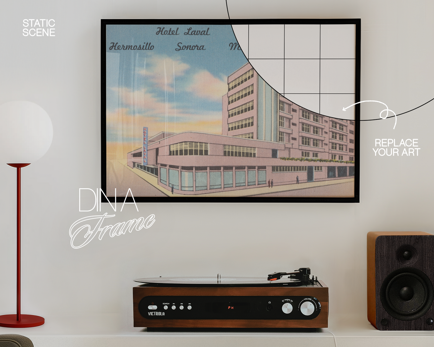 A3 Black Landscape Frame in Retro Minimalist Interior
