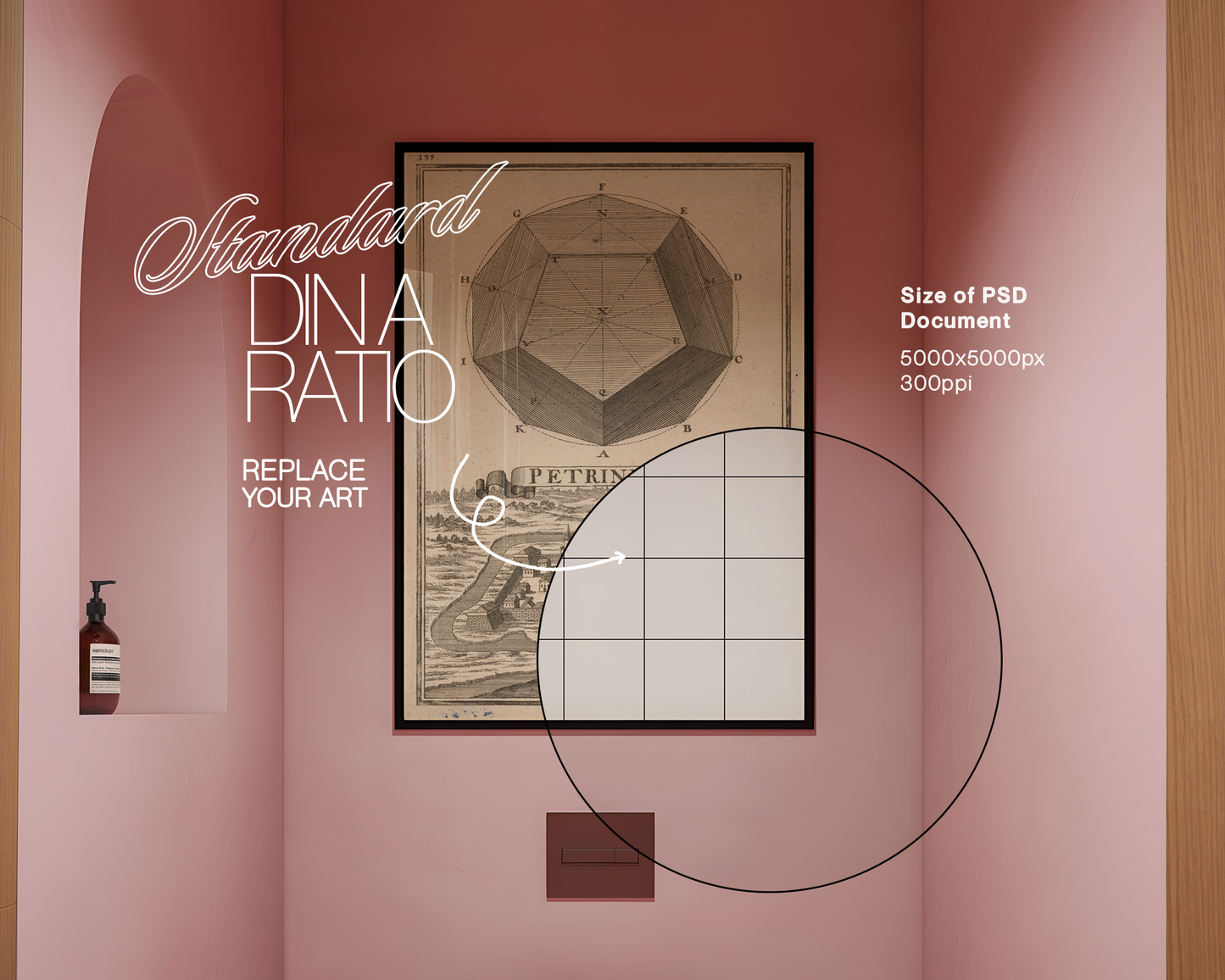 DIN A Black Frame Pink Loo Mockup