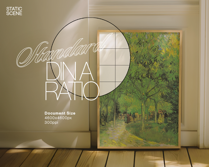 DIN A Wood Frame Golden Light Mockup