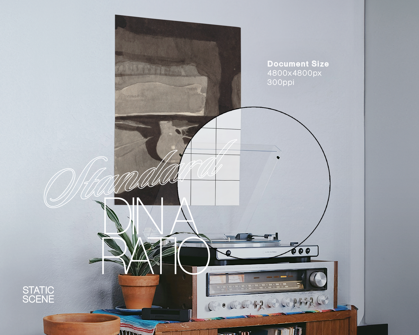 DIN A Poster with Vinyl Player Mockup