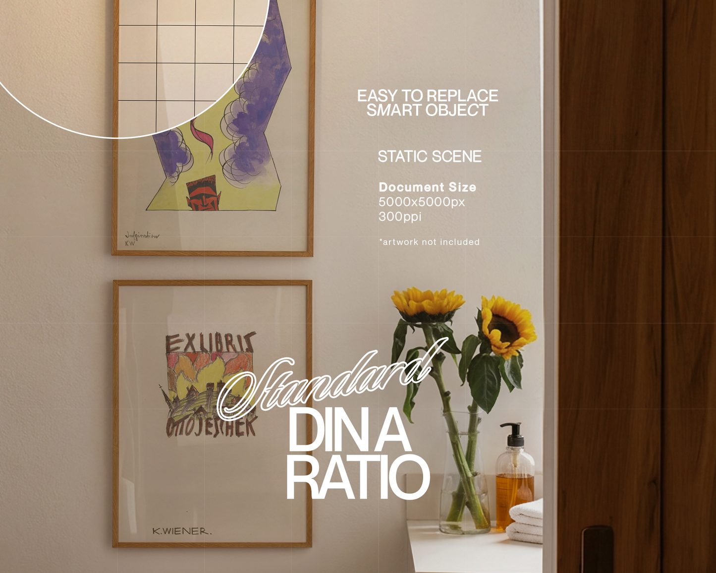 Two DIN A Vertical Frames in Bathroom Scene