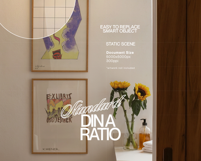 Two DIN A Vertical Frames in Bathroom Scene
