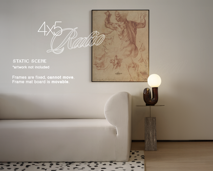 4x5 Frame in Retro Living Room Scene Mockup