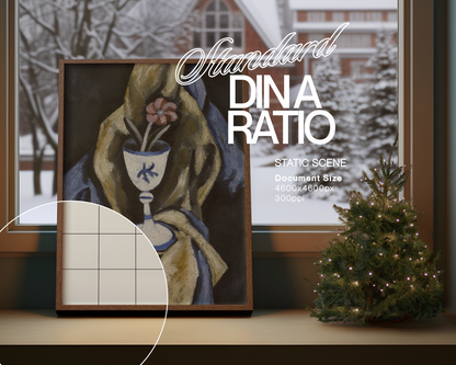 DIN A Wood Frame in Festive Windowsill Scene Mockup