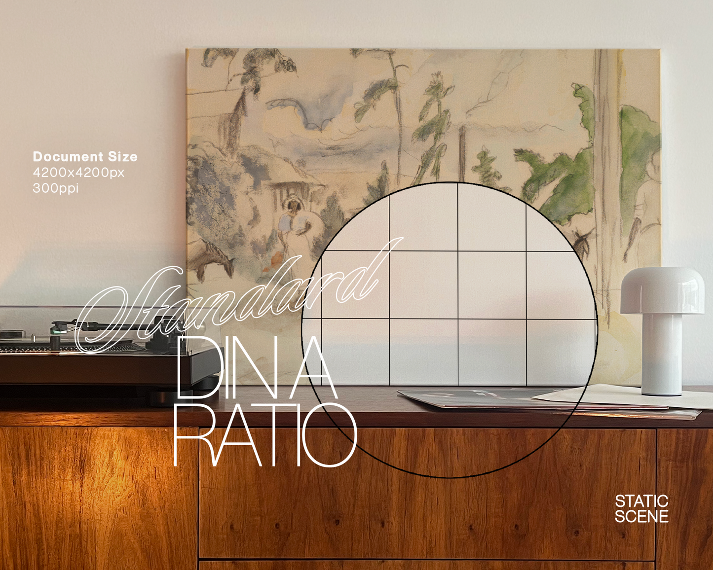 DIN A Canvas Retro Scene Mockup