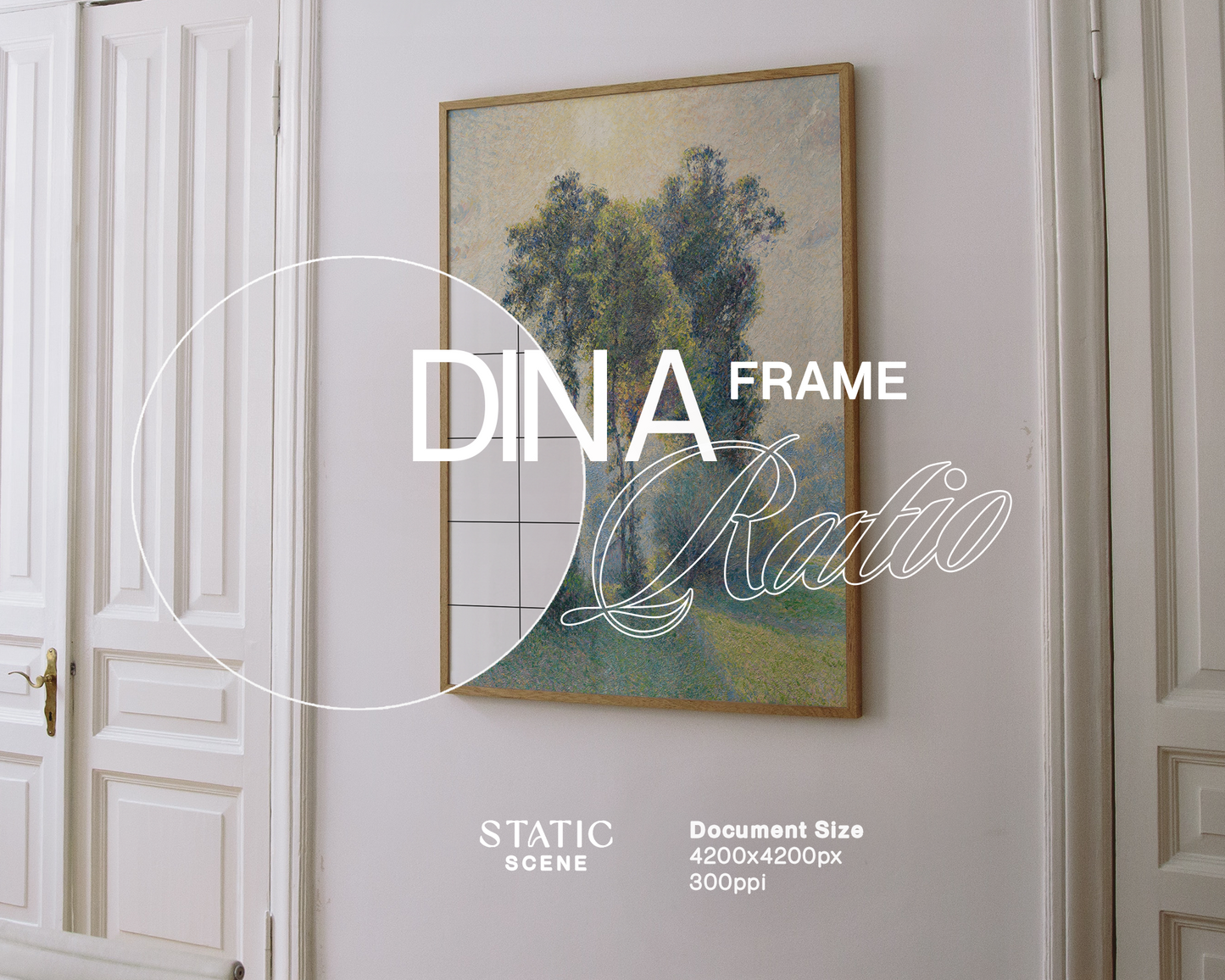 DIN A Wood Frame Classic Doorways Mockup
