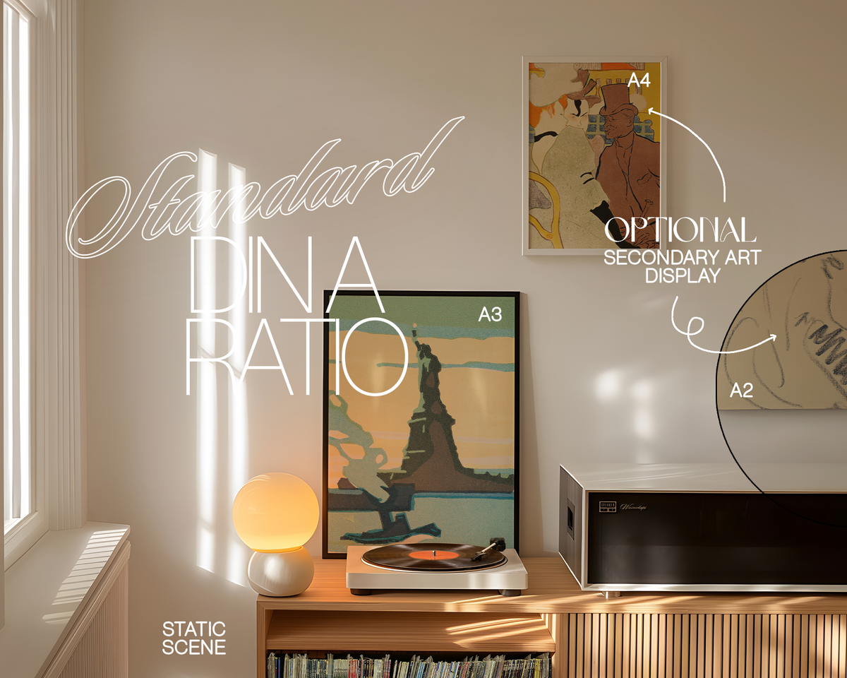 DIN A Vertical Frames Retro Scene Vinyl Player Mockup – WasMockups