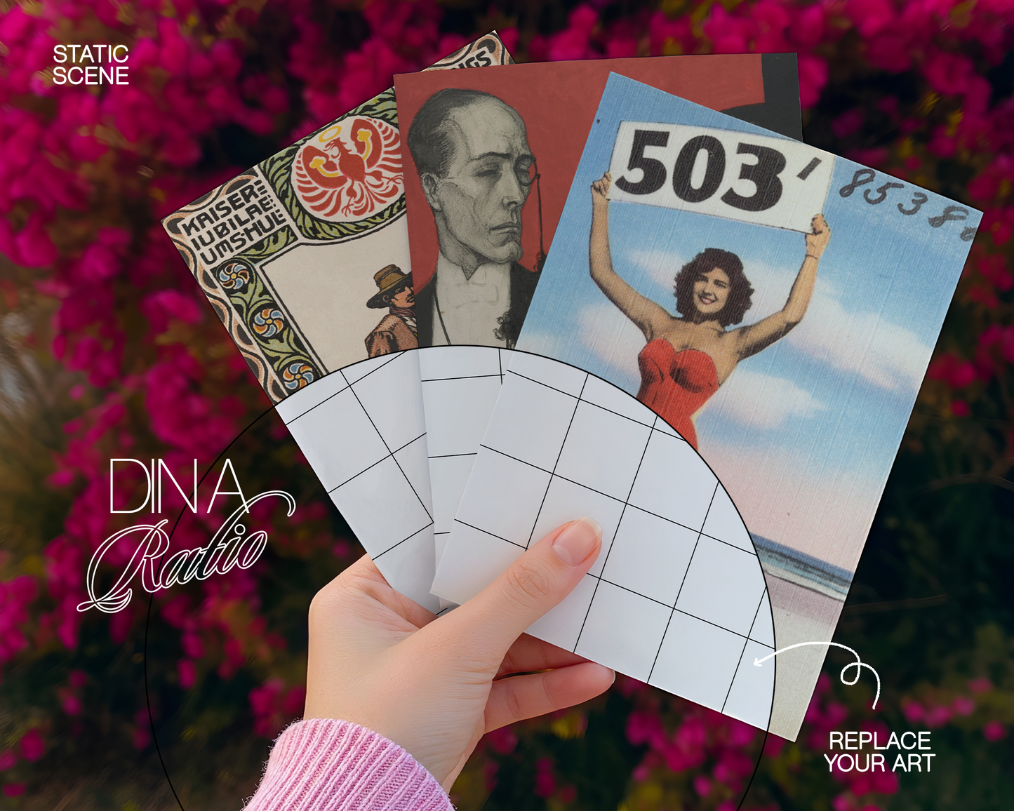 Three Postcards Bougainvillea Coastline Mockup