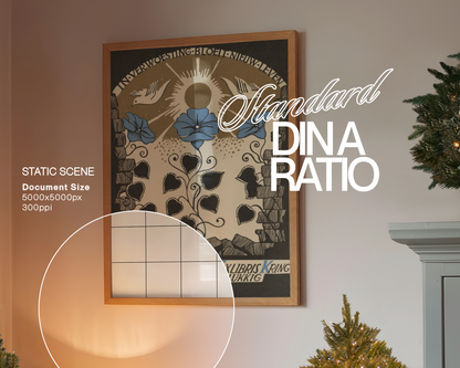 DIN A Wood Frame Festive Kitchen Mockup